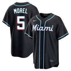 Christopher Morel Miami Marlins Youth Replica Fashion Out Jersey - Black