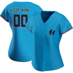 Custom Miami Marlins Women's Authentic Alternate Jersey - Blue