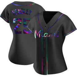 David Hensley Miami Marlins Women's Replica Alternate Jersey - Black Holographic