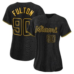 Dax Fulton Miami Marlins Women's Authentic Snake Skin City Jersey - Black