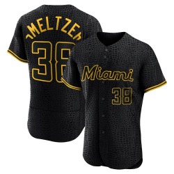 Devin Smeltzer Miami Marlins Men's Authentic Snake Skin City Jersey - Black