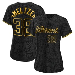 Devin Smeltzer Miami Marlins Women's Authentic Snake Skin City Jersey - Black