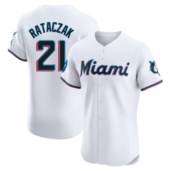 Eric Rataczak Miami Marlins Men's Elite Home Patch Jersey - White