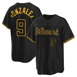 Erik Gonzalez Miami Marlins Men's Replica Snake Skin City Jersey - Black
