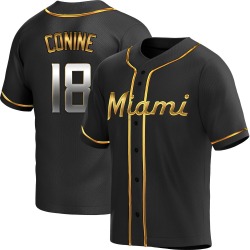 Griffin Conine Miami Marlins Men's Replica Alternate Jersey - Black Golden