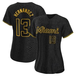 Heriberto Hernandez Miami Marlins Women's Replica Snake Skin City Jersey - Black