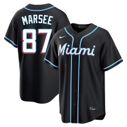 Jakob Marsee Miami Marlins Men's Replica Fashion Out Jersey - Black
