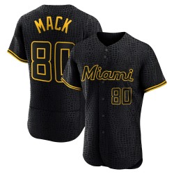 Joe Mack Miami Marlins Men's Authentic Snake Skin City Jersey - Black