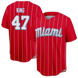 John King Miami Marlins Youth Replica 2021 City Connect Jersey - Red