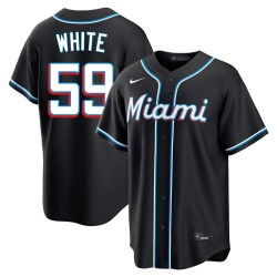 Joshua White Miami Marlins Men's Replica Black Fashion Out Jersey - White
