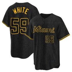 Joshua White Miami Marlins Youth Replica Black Snake Skin City Jersey - White