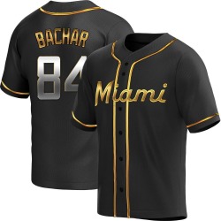 Lake Bachar Miami Marlins Men's Replica Alternate Jersey - Black Golden