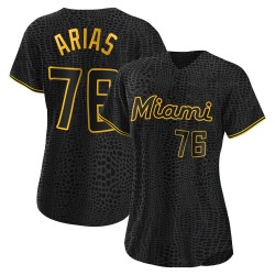 Luarbert Arias Miami Marlins Women's Replica Snake Skin City Jersey - Black