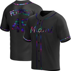 Michael Petersen Miami Marlins Youth Replica Alternate Jersey - Black Holographic