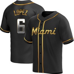 Otto Lopez Miami Marlins Men's Replica Alternate Jersey - Black Golden