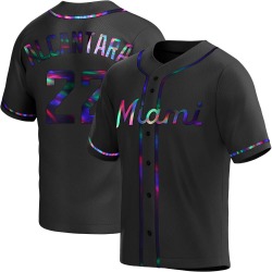 Sandy Alcantara Miami Marlins Men's Replica Alternate Jersey - Black Holographic