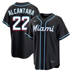 Sandy Alcantara Miami Marlins Youth Replica Fashion Out Jersey - Black