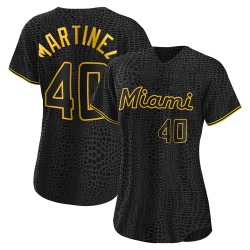 Seth Martinez Miami Marlins Women's Replica Snake Skin City Jersey - Black