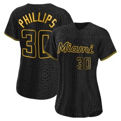 Tyler Phillips Miami Marlins Women's Authentic Snake Skin City Jersey - Black