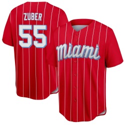 Tyler Zuber Miami Marlins Men's Replica 2021 City Connect Jersey - Red